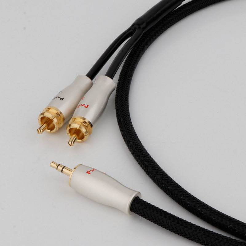 Prefer Cablu audio 3.5mm la RCA dual, cupru fără oxigen, certificat ROHS