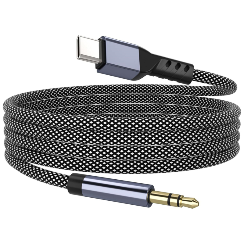 Automobilski Type-C na 3,5 mm AUX audio kabel, najlonski pleteni, zlatni konektori, bakreno jezgro