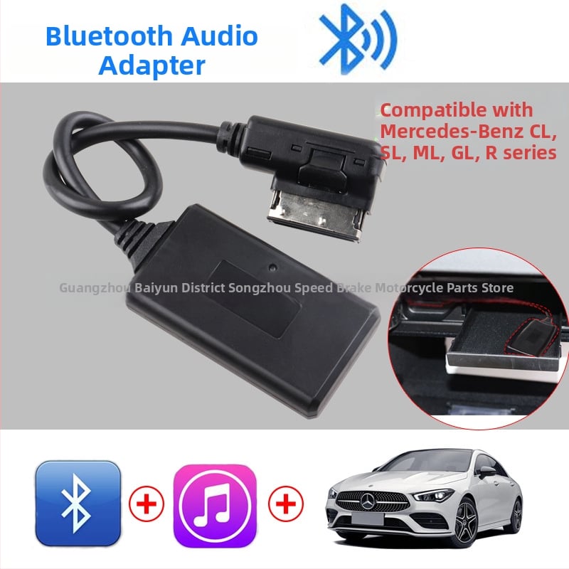 Linie audio Bluetooth AMI pentru Mercedes-Benz: Bluetooth 5.0, nucleu din cupru PVC, conductori din cupru, compatibil cu modelele A/B/C/E/M/S/R/W/GL/ML/SL/CLS/SLK/GLK