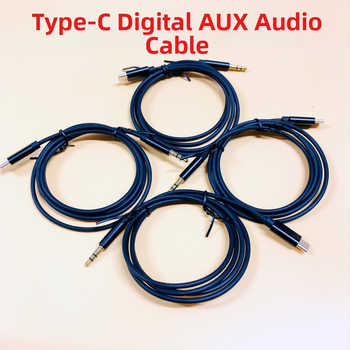 AUX kábel Type-C na 3,5 mm pre automobilový zvuk a subwoofer, strieborné povlakovanie, oceľové jadro, zliatinový vodič, hmotnosť 0,2
