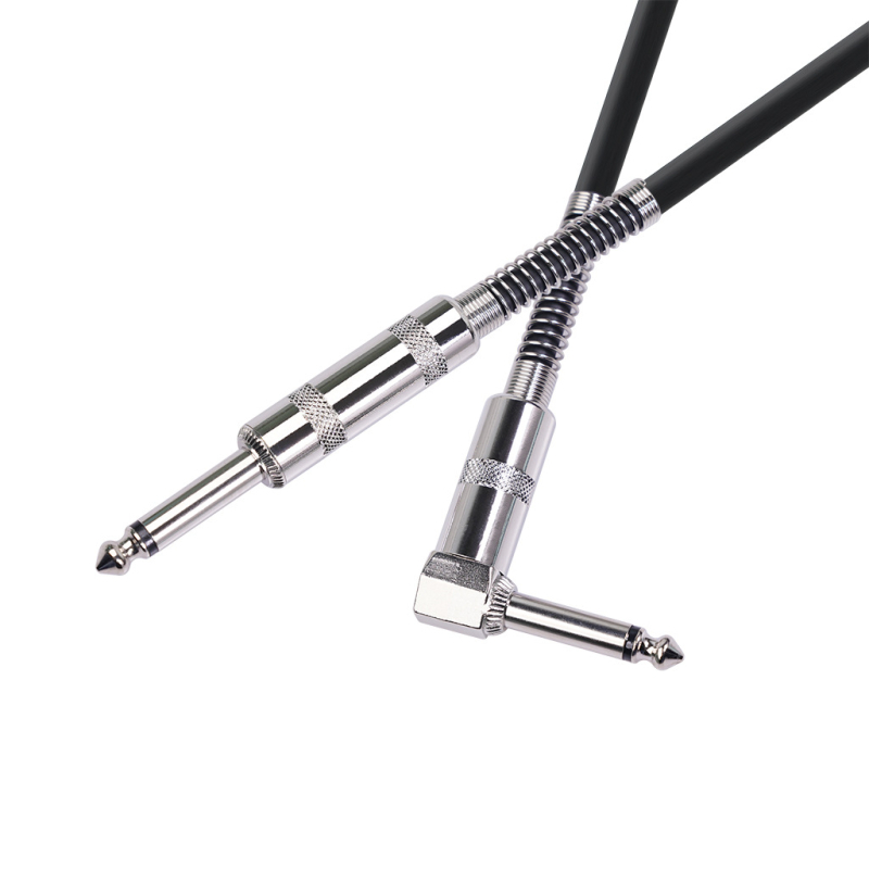 Cablu pentru chitară electrică cu cotă de 90°, ecranare dublă, conector 6,35 mm, nucleu din cupru pur, placare nichel