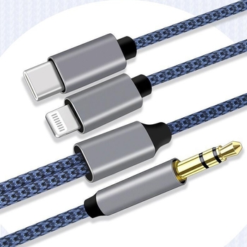 Kabel za zvučnik, 2-u-1 3,5 mm na Type-C, zlatni konektori, cinkano bakreno jezgro, bakreni vodiči