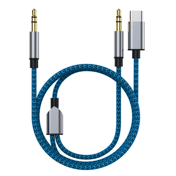 Kabel za zvučnik, 2-u-1 3,5 mm na Type-C, zlatni konektori, cinkano bakreno jezgro, bakreni vodiči
