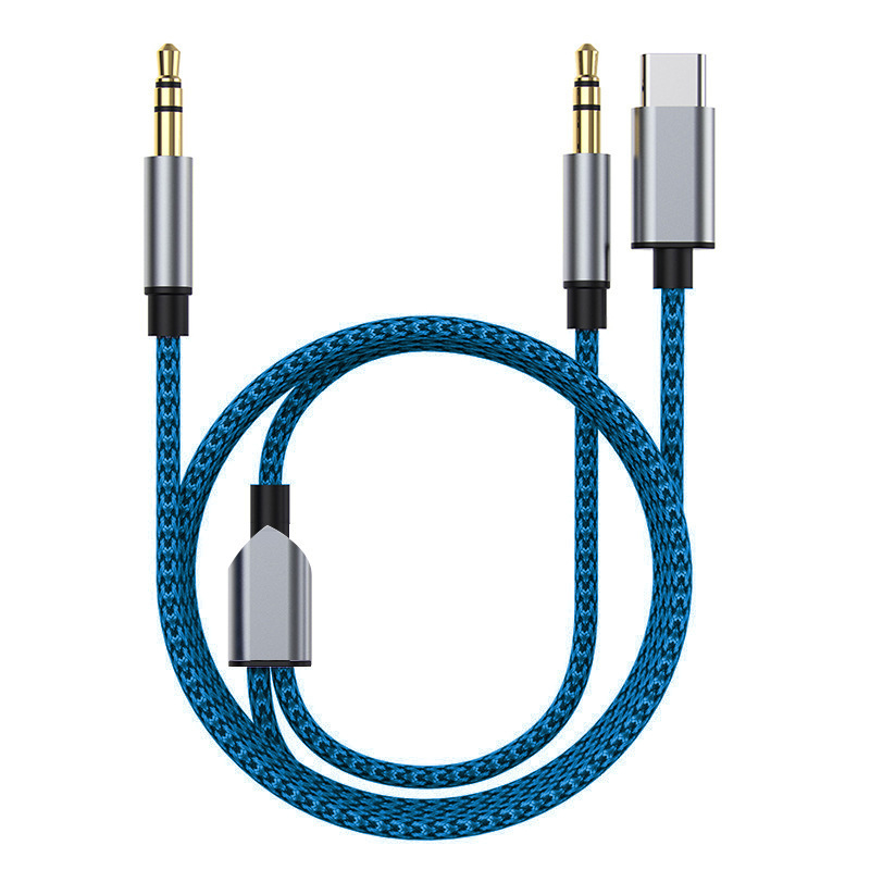 Kabel za zvučnik, 2-u-1 3,5 mm na Type-C, zlatni konektori, cinkano bakreno jezgro, bakreni vodiči