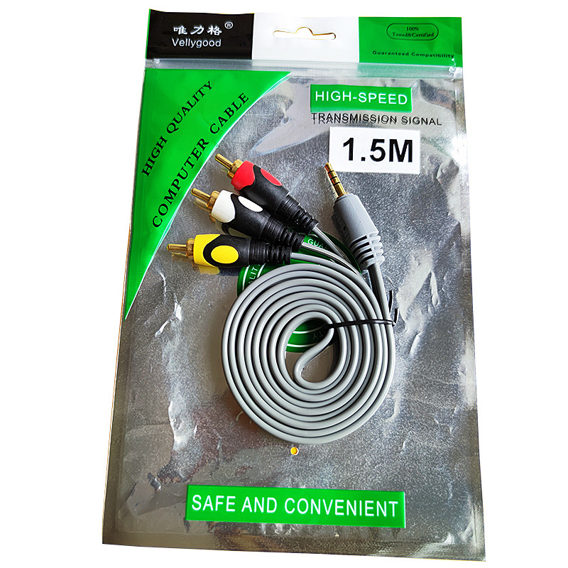 AV kabel 3,5 mm na 3RCA za TV, bakreno jezgro, zlatni premaz, 1 na 3 priključke