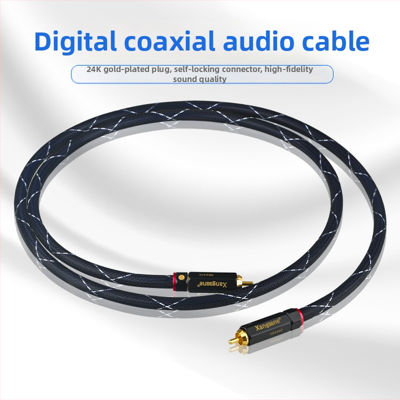 Striebro-povlakovaný digitálny koaxiálny kábel pre zosilňovač a subwoofer, 5.1-kanálový, 75 Ω