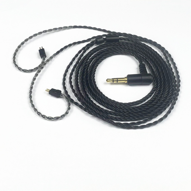 Kabel za nadogradnju za slušalice Shure MMCX IE40/IE80, 4-žilni crni bezoksidni bakreni uvijeni kabel