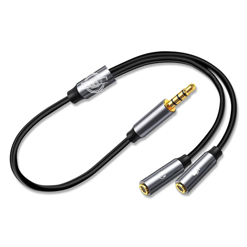 1-to-2 audio kabel za mikrofon i slušalice, jezgro od čistog bakra, TPE visokoelastičan omotač, zvuk visoke fidelnosti, kućište od livenog materijala, ROHS certifikat