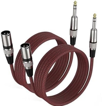 Cablu audio 6,35 mm la XLR, TRS cu 3 conductori, conectori placati cu aur, înveliș din nailon împletit, miez de cupru fără oxigen