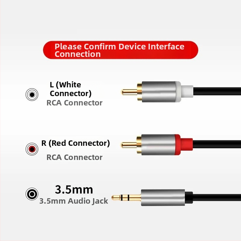 Cablu splitter audio 3,5 mm către RCA dual, placare aurie, cupru OFC, PET miez, certificare UL