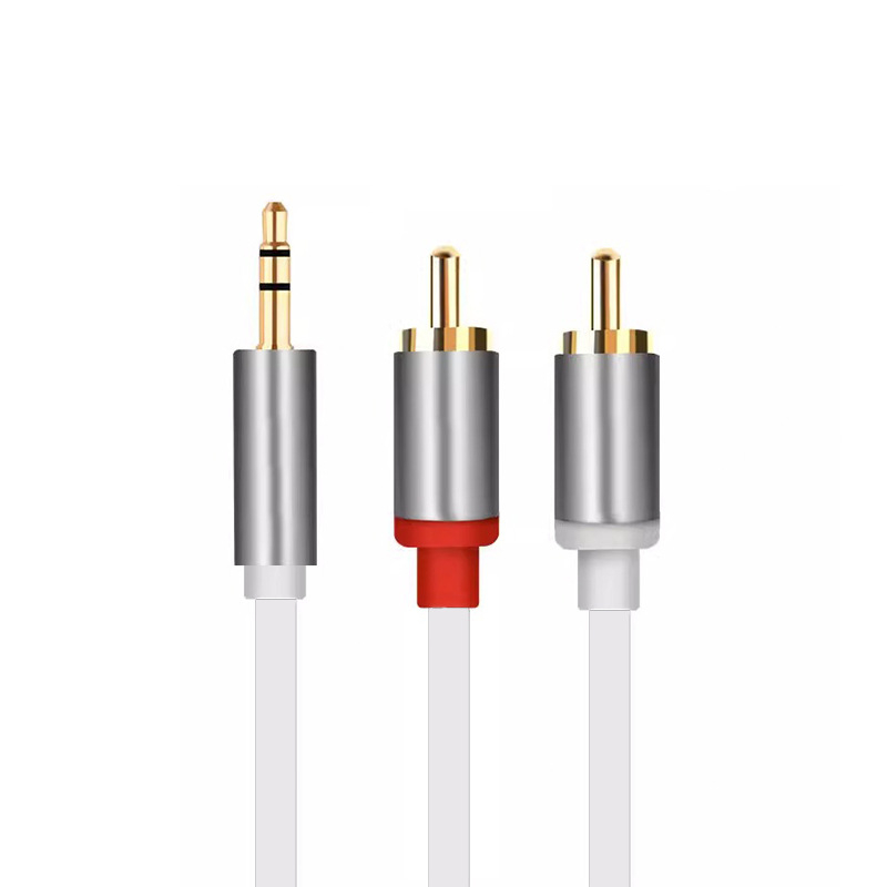 Cablu splitter audio 3,5 mm către RCA dual, placare aurie, cupru OFC, PET miez, certificare UL