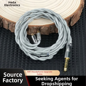 Cablu audio MMCX 0.78, două fire răsucite, nucleu din cupru monocristalin placat cu argint, pânză din bumbac, ecran coaxial