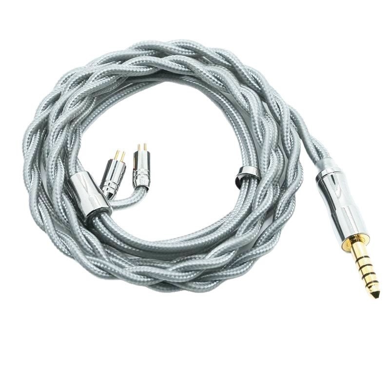 Cablu audio MMCX 0.78, două fire răsucite, nucleu din cupru monocristalin placat cu argint, pânză din bumbac, ecran coaxial