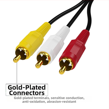 AV kábel, 3RCA na 3RCA, pozlátené, meďou obložený oceľový vodič, pre počítačové reproduktory