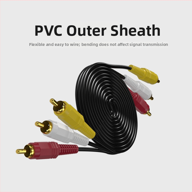 AV kábel, 3RCA na 3RCA, pozlátené, meďou obložený oceľový vodič, pre počítačové reproduktory