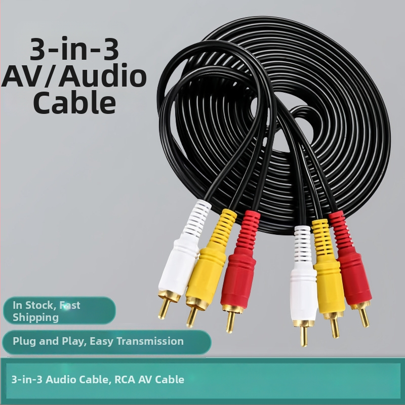 AV kábel, 3RCA na 3RCA, pozlátené, meďou obložený oceľový vodič, pre počítačové reproduktory