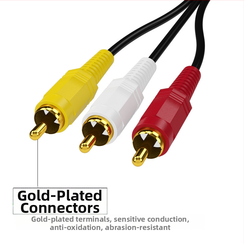 AV kábel, 3RCA na 3RCA, pozlátené, meďou obložený oceľový vodič, pre počítačové reproduktory