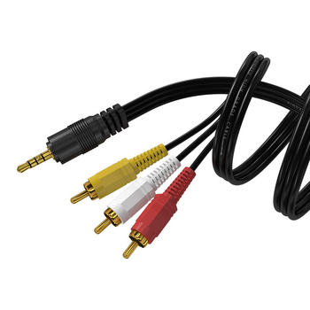 Audio kabel 3,5 mm na 3 RCA, 1→3 razdjelnik za TV/pojačalo i zvučnike, zlatni kontakti, CCS vodnik, 3-u-1 adapter
