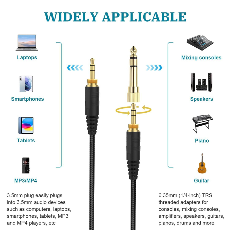 Kabel za slušalice Sennheiser HD580/HD600/HD650/HD660S/HD6XX – pozlaćeno, jezgro od sirovog bakra, bakar bez kisika, ROHS potvrda, težina 42 g