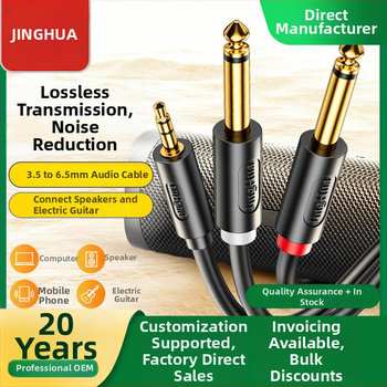 Jinghua A152 Cablu audio 3,5 mm la 6,5 mm, unu la doi, canal dual, placat cu aur, cupru fără oxigen
