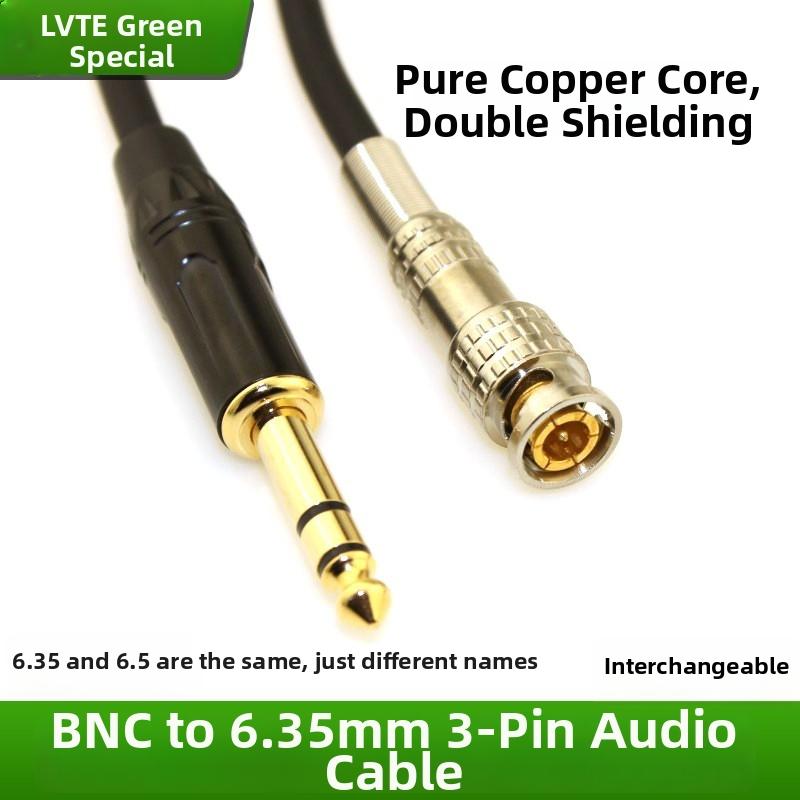 Green Special BNC na 6,35 mm zvukový kábel, 3-jadro signálu, zlaté konektory, Q9 adaptér, vodiče z bezkyslíkového meďe