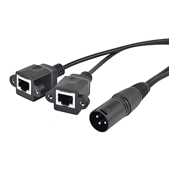 XLR muški na dva RJ45 ženska adapter kabel, 3-žilni, niklirani bakreni vodiči