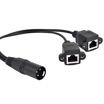 XLR muški na dva RJ45 ženska adapter kabel, 3-žilni, niklirani bakreni vodiči