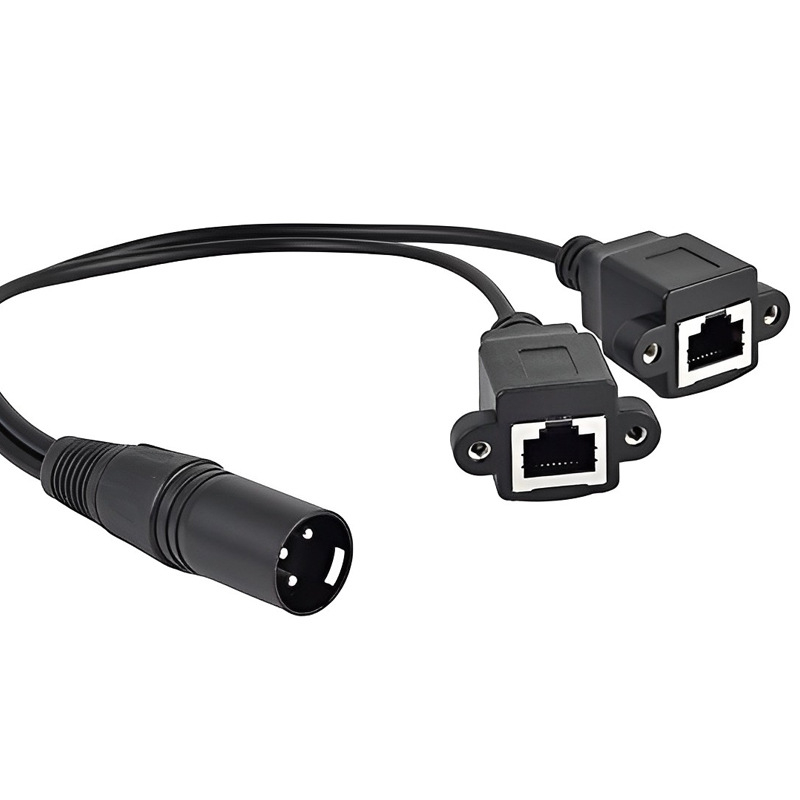 XLR muški na dva RJ45 ženska adapter kabel, 3-žilni, niklirani bakreni vodiči