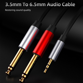 Cablu difuzor 3.5mm la 6.35mm, conectori RCA duali, conductor din cupru placat cu aur, pentru dispozitive digitale