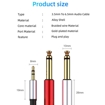 Cablu difuzor 3.5mm la 6.35mm, conectori RCA duali, conductor din cupru placat cu aur, pentru dispozitive digitale