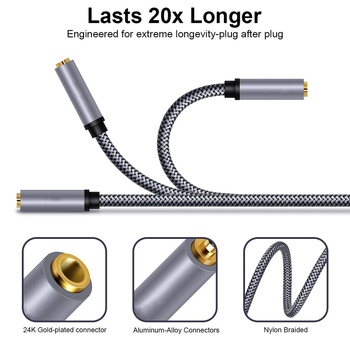 3,5 mm audio produžni kabel, muški na ženski, za računalo i mobilne uređaje, pozlaćeni završetak