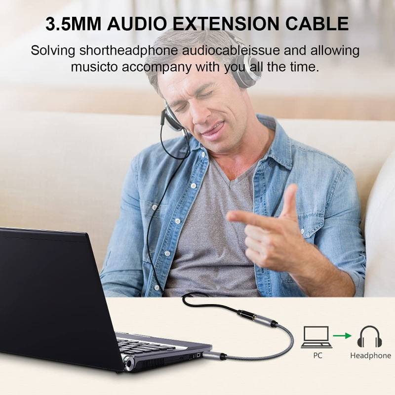 3,5 mm audio produžni kabel, muški na ženski, za računalo i mobilne uređaje, pozlaćeni završetak