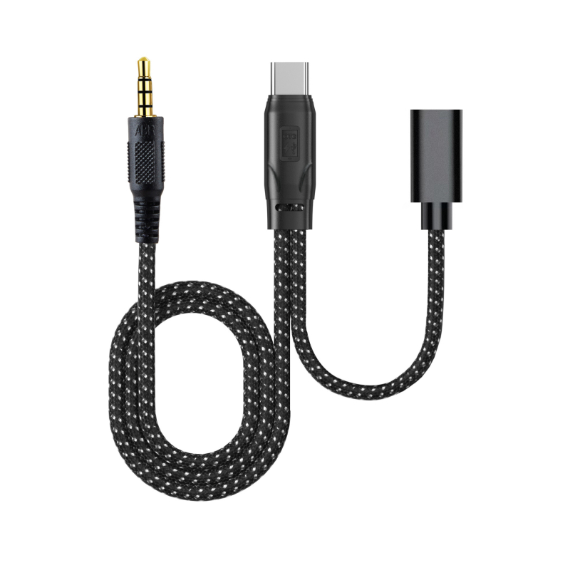 Cablul audio Huawei Type-C la 3,5 mm - 3 în 1, Modelul 005, lansat în 2022, miez nylon, conductor cupru