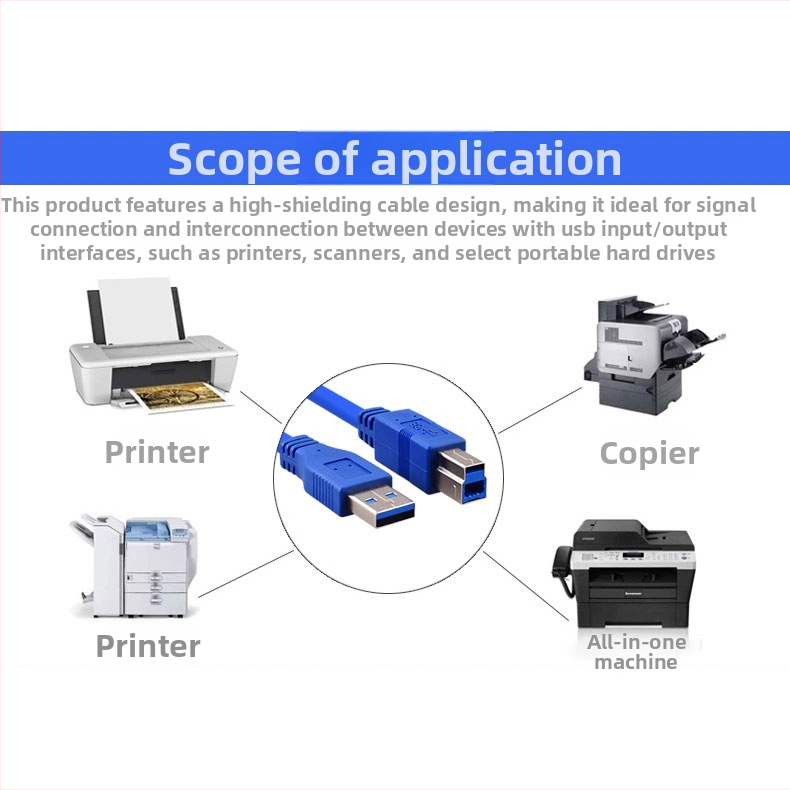 USB 3.0 printera kabelis, A–uz–B vīrietis, vara kodols 7/0.1 mm, PVC apvalks