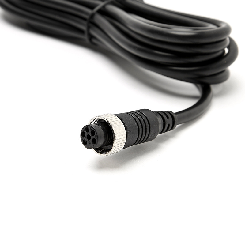 GX12 aviācijas spraudņa paplašināšanas kabelis automašīnas videonovērošanai, 6P6 kodoli, tīrs vara, PVC korpuss