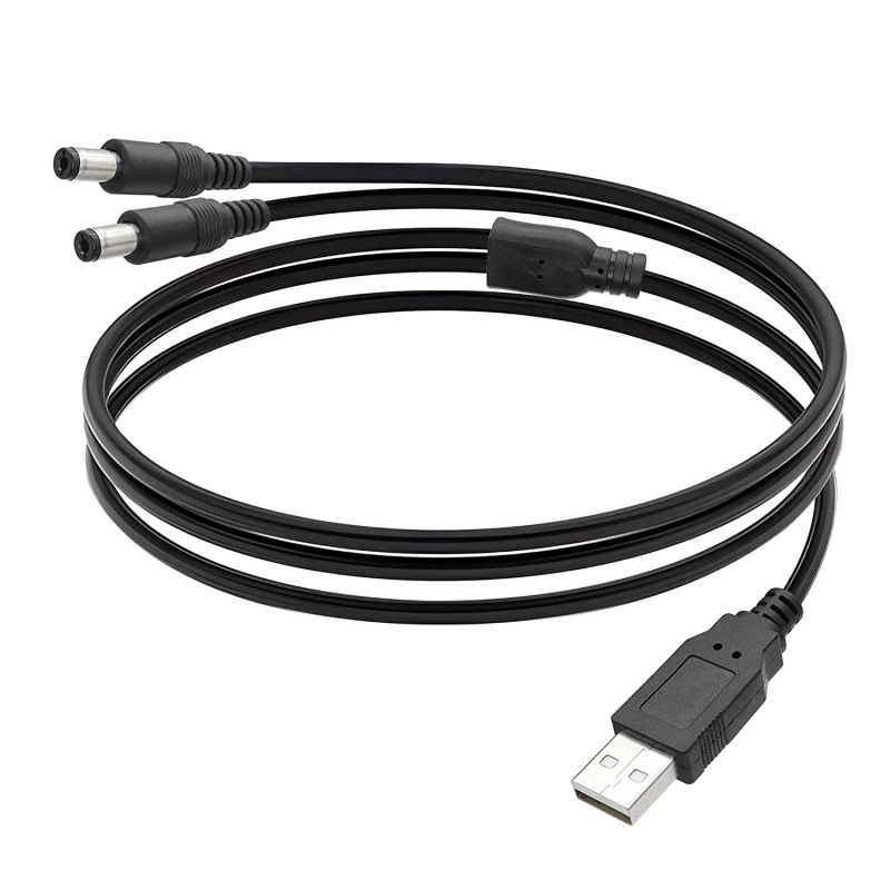 USB na DC 5,5×2,1 mm napajajući kabel sa splitterom, 1 na 2 izlaza, za male kućanske uređaje