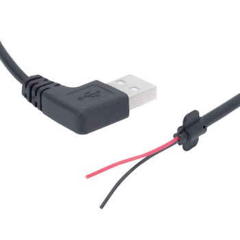 USB kabel za napajanje s pravim kutem, 2-žilni, duljine 30 cm, pogodan za ventilator i stolnu lampu, OEM proizvodnja