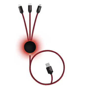 Nothing cablu de încărcare cu logo LED – cablu de date 3-in-1, One-to-Three, lungime 120 cm, proces OEM