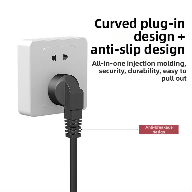 Groove napajajući kabel, 10A na C15, duljine 1 m, troprugasti utikač, kompatibilan s rižnim kuhalima, strojevima za sojino mlijeko, TV-ima i monitorima