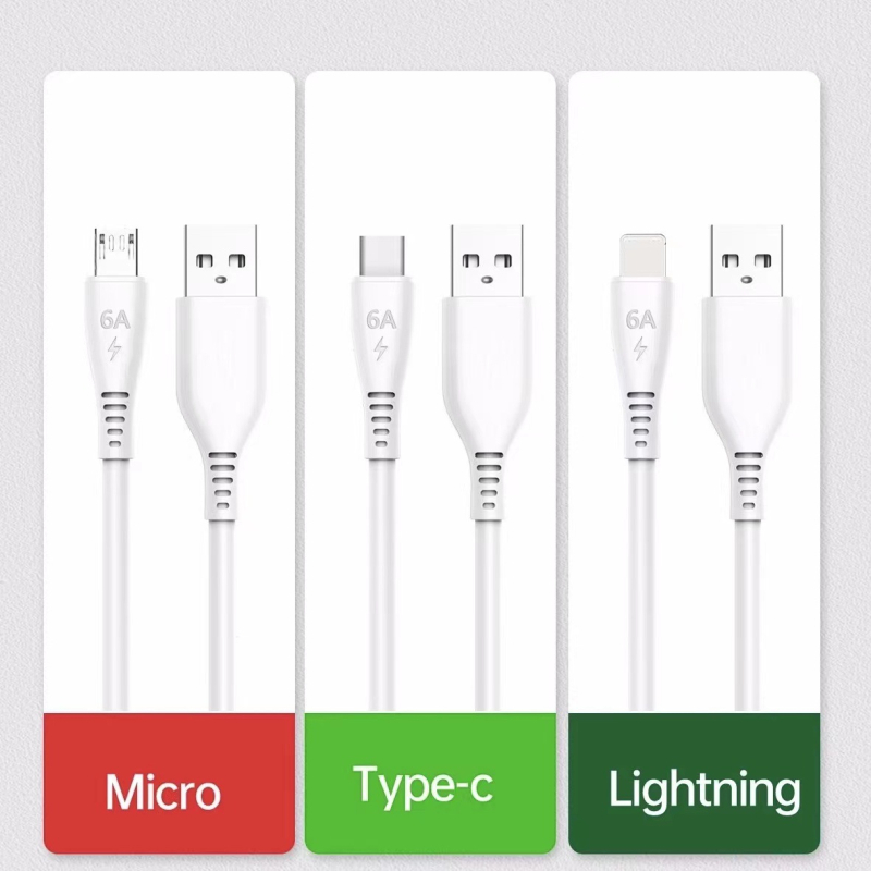 3-σε-1 γρήγορο καλώδιο φόρτισης με συνδέσμους Lightning, Micro USB και Type-C, υλικό TPE, ένα άκρο