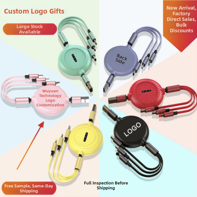 Gemstone 3v1 Nabíjací kábel s Lightning, USB-C a Micro USB – s vysúvacím mechanizmom, dĺžka 1–2 m, 3 A, silikón