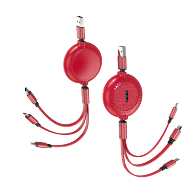 Gemstone cablu de încărcare 3 în 1 cu Lightning, USB-C și Micro USB – retractabil, 1–2 m, 3 A, din silicon