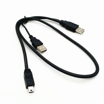 Δύο-σε-ένα καλώδιο USB 2.0 για δεδομένα και φόρτιση, με Mini USB διασύνδεση, διπλή κεφαλή, πλεκτό καλώδιο, με ψηφιακή οθόνη, κατάλληλο για εξωτερικό σκληρό δίσκο και ψηφιακή κάμερα