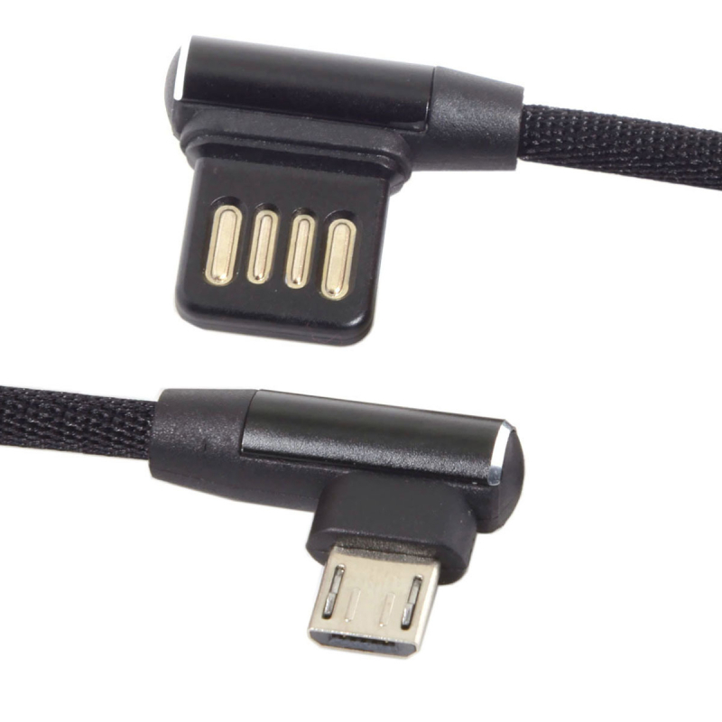 CY/Chenyang U2-114 Micro USB adatkábel, 90°-os kialakítás, 1-2 osztó