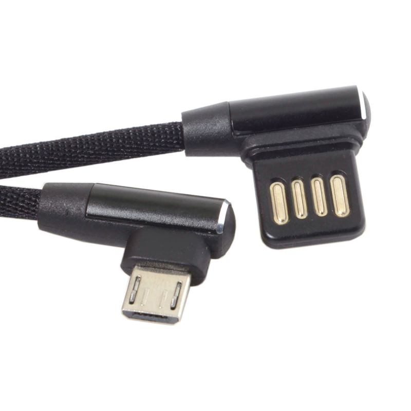CY/Chenyang U2-114 Micro USB adatkábel, 90°-os kialakítás, 1-2 osztó