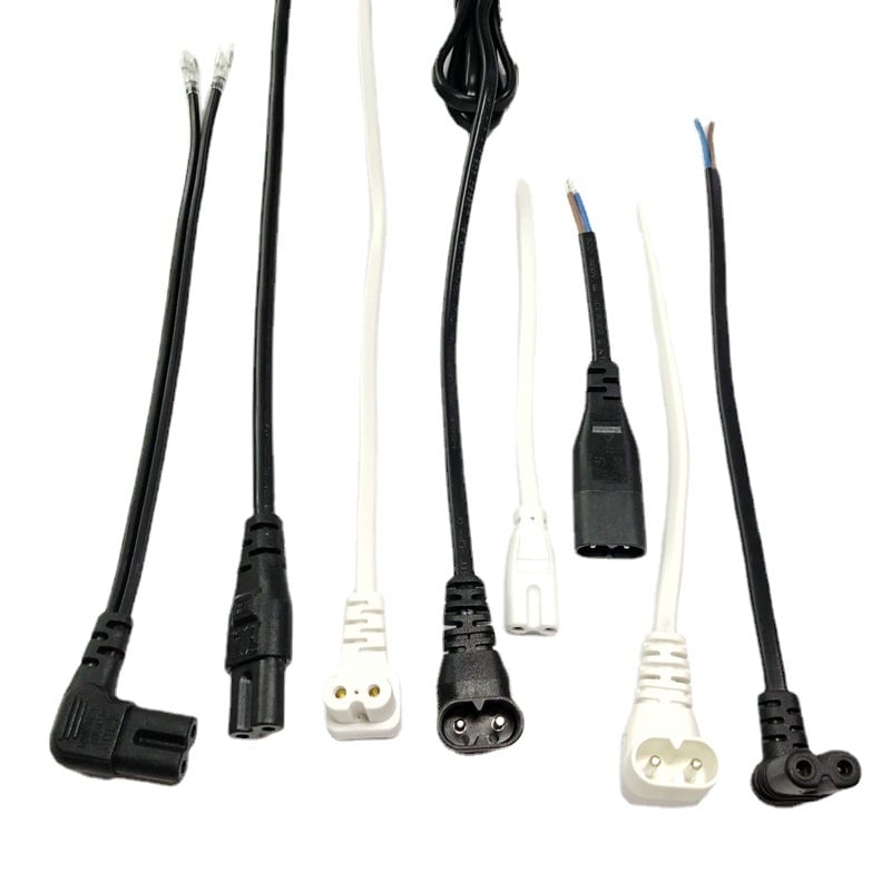 Maitinimo laidas su figūros aštuoneto forma, C7 kištukas su tiesiu kampu, 2 laidai, ilgiai 0.5/1/1.5 m, 2.5 A 250 V