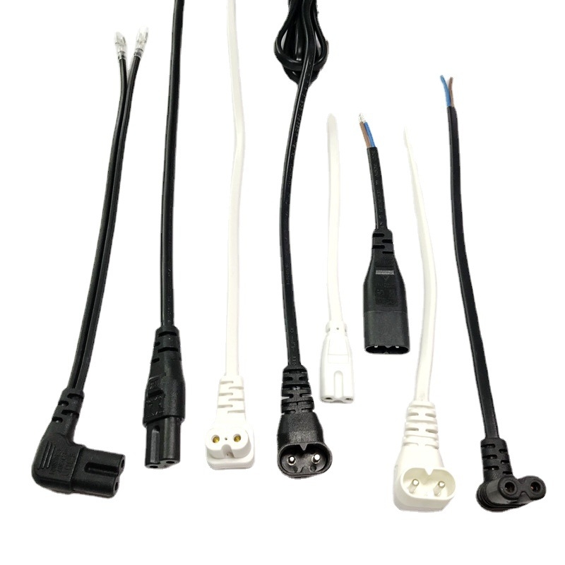 Maitinimo laidas su figūros aštuoneto forma, C7 kištukas su tiesiu kampu, 2 laidai, ilgiai 0.5/1/1.5 m, 2.5 A 250 V