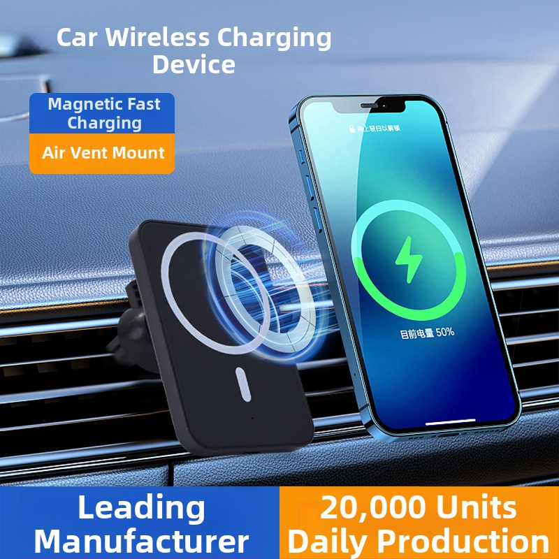 Auto iekšējās ventilācijas atveres bezvadu uzlāde ar magnētisku turētāju — 15W ātrā uzlāde QC 3.0, saderīgs ar Apple ierīcēm