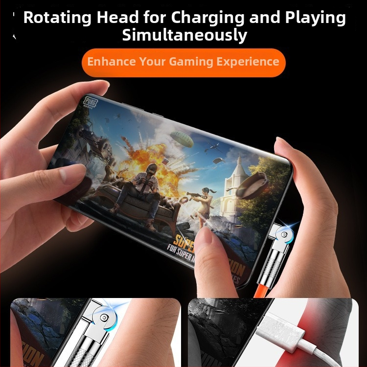 Type-C duomenų kabelis Huawei, VIVO, Honor, Xiaomi ir OPPO įrenginiams — pasukamas jungtis, ultragreitas įkrovimas, ilgesnis kabelio ilgis