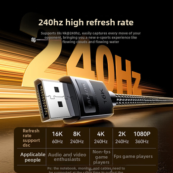 Cablu DisplayPort 2.1 Profesional – 16K UHD, 8K240Hz, 80 Gbps